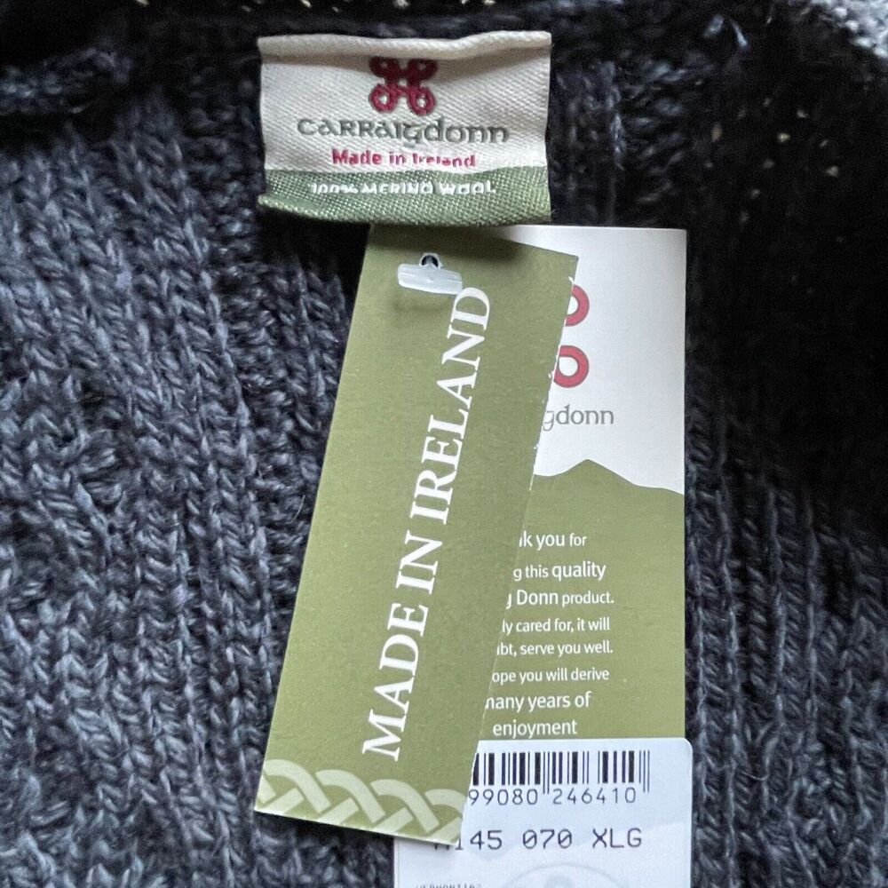 NWT Carraig Donn Sweater Womens XL Gray Aran Woollen Mills Merino Wool Ireland - Picture 4 of 9